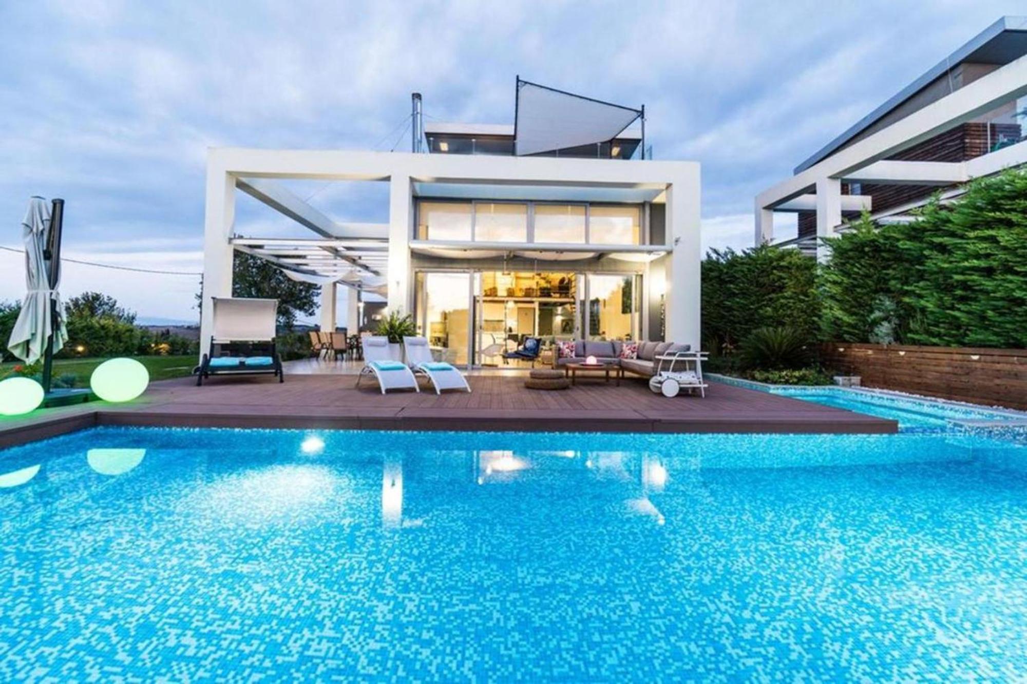Island Villa Sani Sea View Bagian luar foto