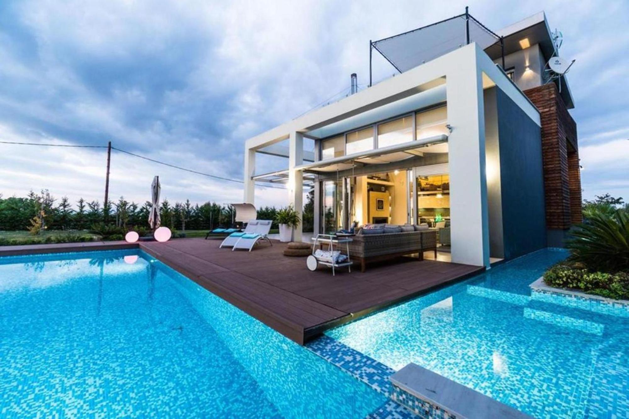 Island Villa Sani Sea View Bagian luar foto